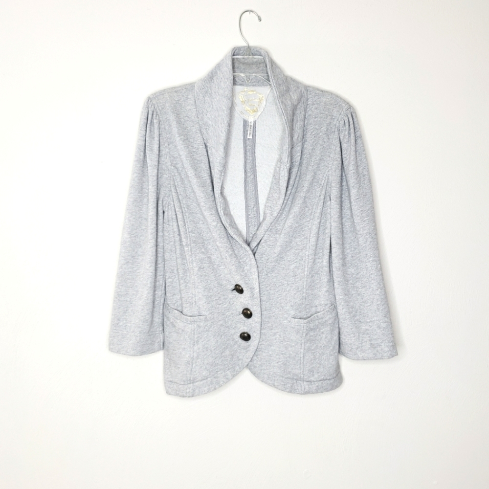Knitted Dove Sweatshirt 3 Button Jacket Size Large